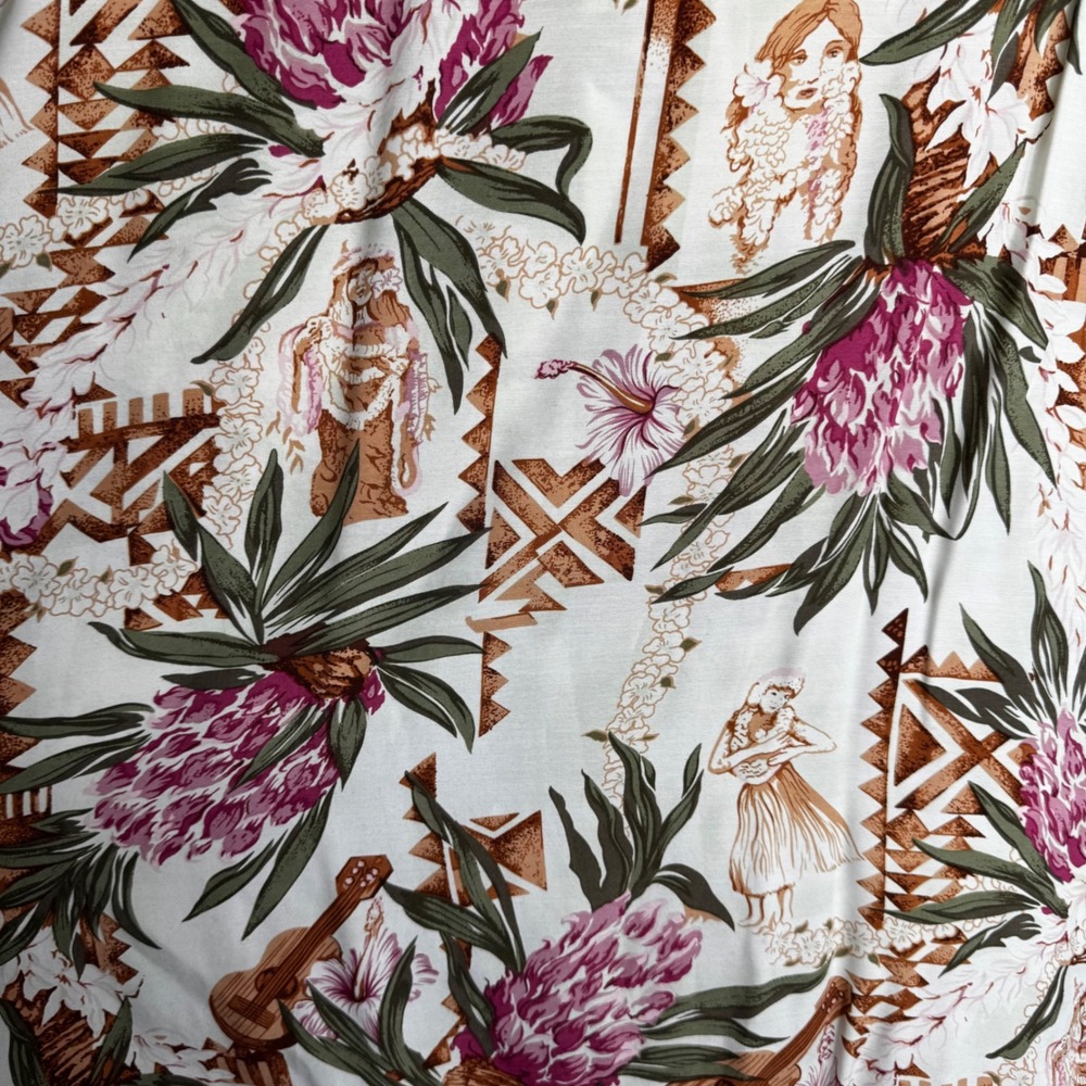 Go Barefoot‎ Vintage Hawaiian Shirt Mens 2XL Floral Ukulele Vacation Made in USA - Picture 8 of 8